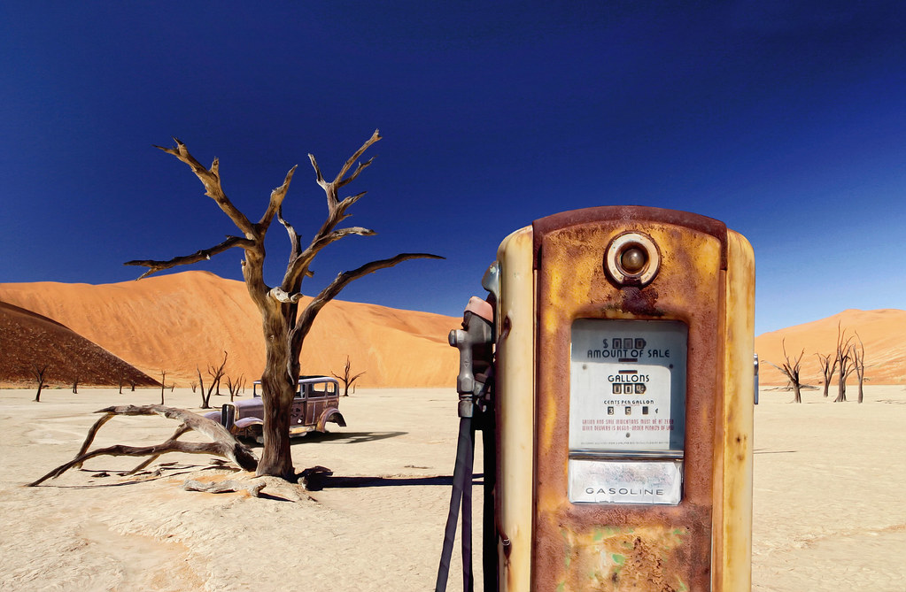 gas station pump in desert