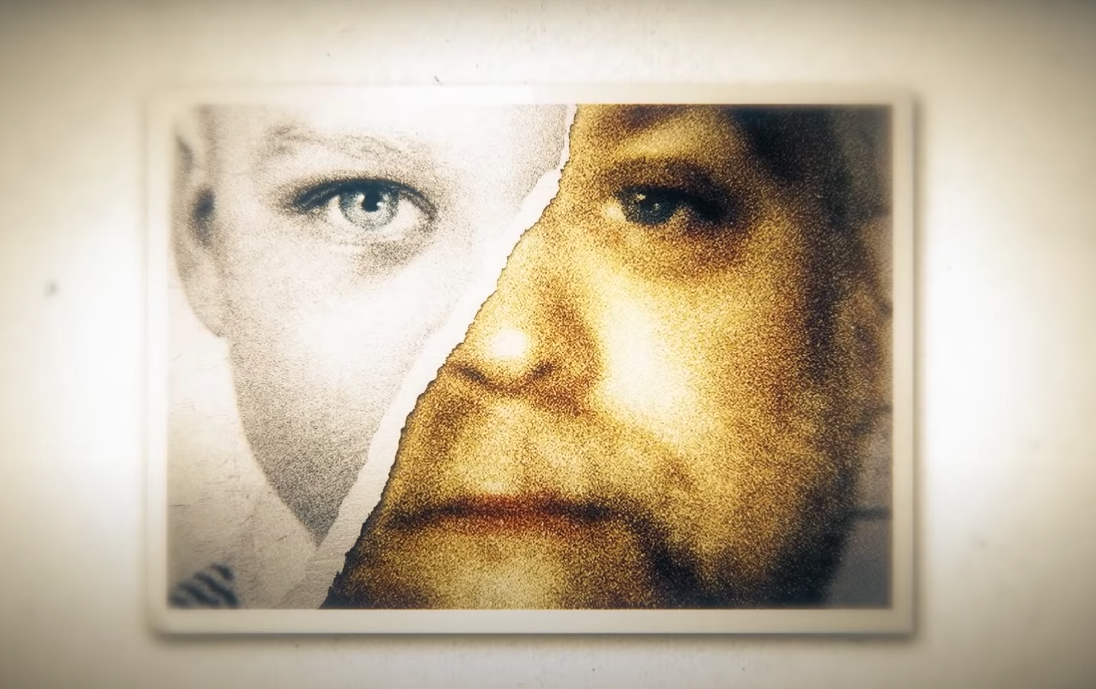 Making a Murderer screenshot combining a child's face and the face of accused murderer Steven Avery