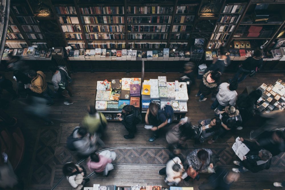 bustling bookstore