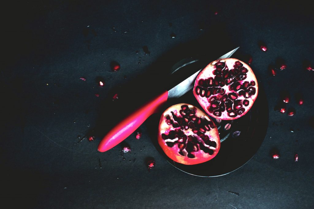 pomegranate and knife