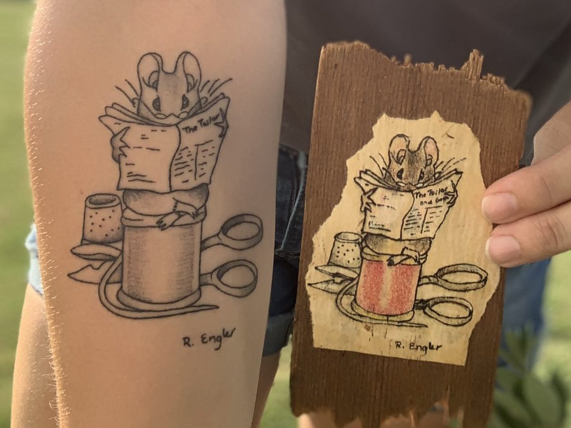 Claire Roehl's Tattoo of The Tailor of Gloucester by Beatrix Potter