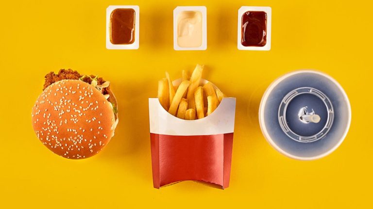 burger and fries and soda
