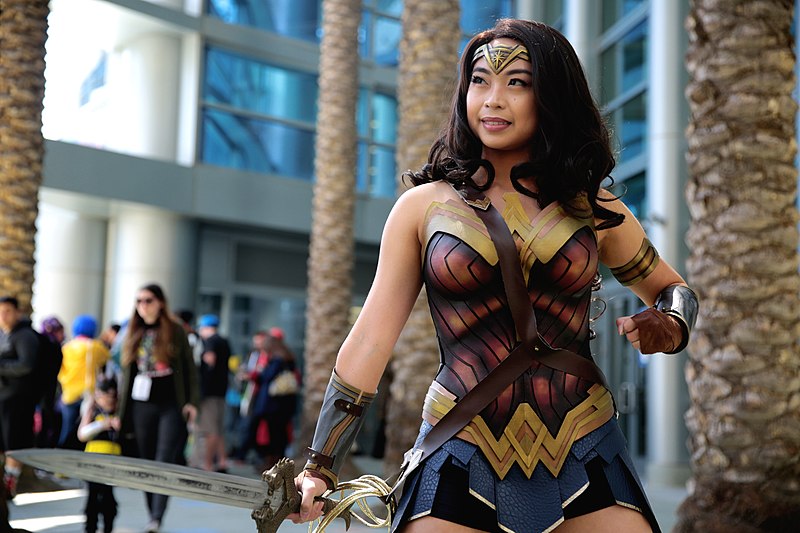 Wonder Woman cosplayer at the 2018 WonderCon at the Anaheim Convention Center in Anaheim, California