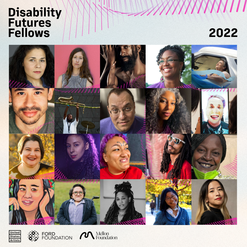 Composite photo of the 20 disabled creative practitioners honored by the Ford and Mellon Foundation in 2022