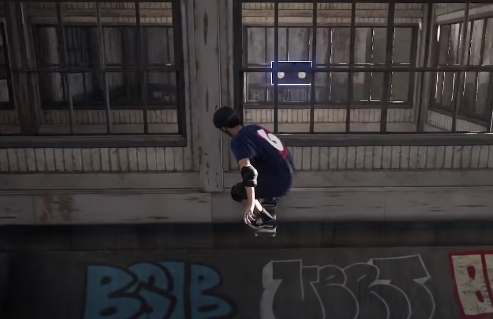 Animation of person skateboarding