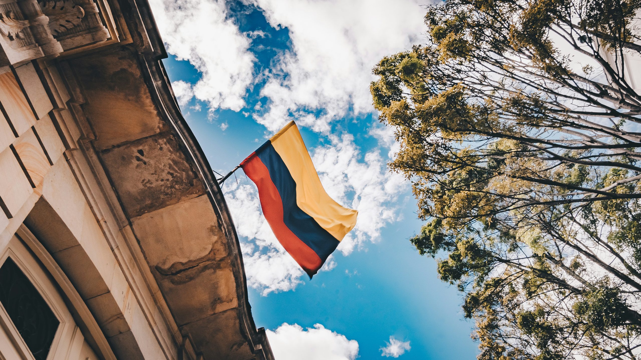 The Colombian flag waving in Bogota